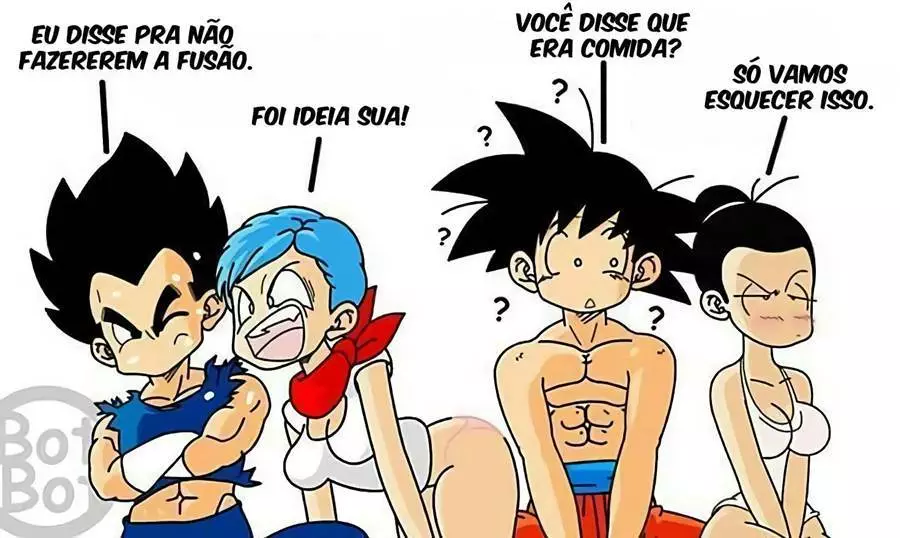 Gogeta comendo as esposas Chichi e Bulma