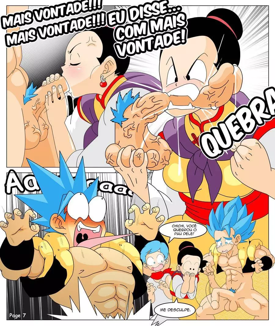 Gogeta comendo as esposas Chichi e Bulma