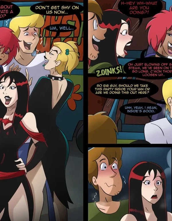 Shaggy and Fred party with the Hex girls