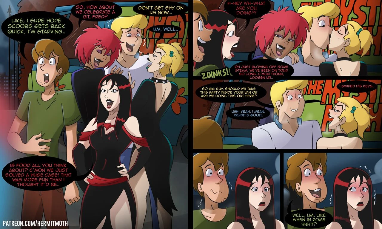 Shaggy and Fred party with the Hex girls