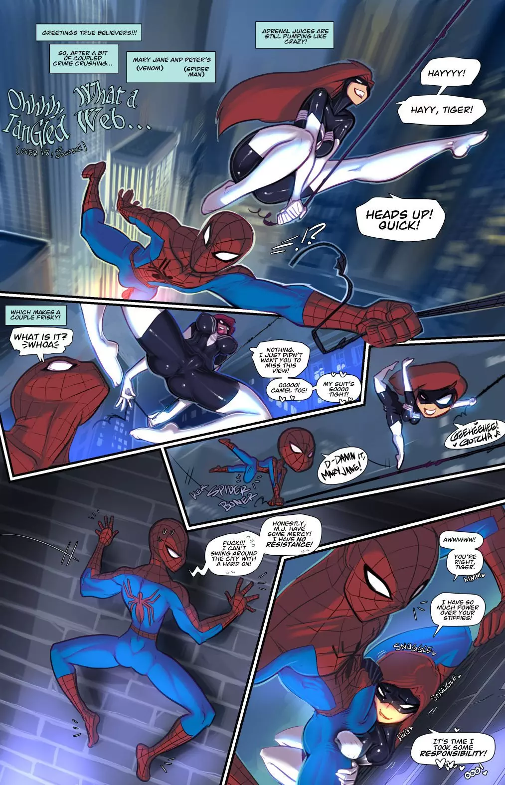 Spider man and his gf have sex on the wall (Eng)